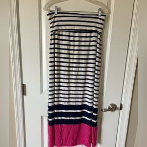 Striped Maxi skirt with Pink Hem Cynthia rowley size large